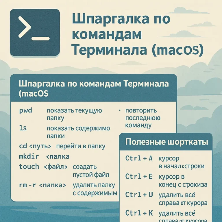 Шпаргалка по командам Терминала